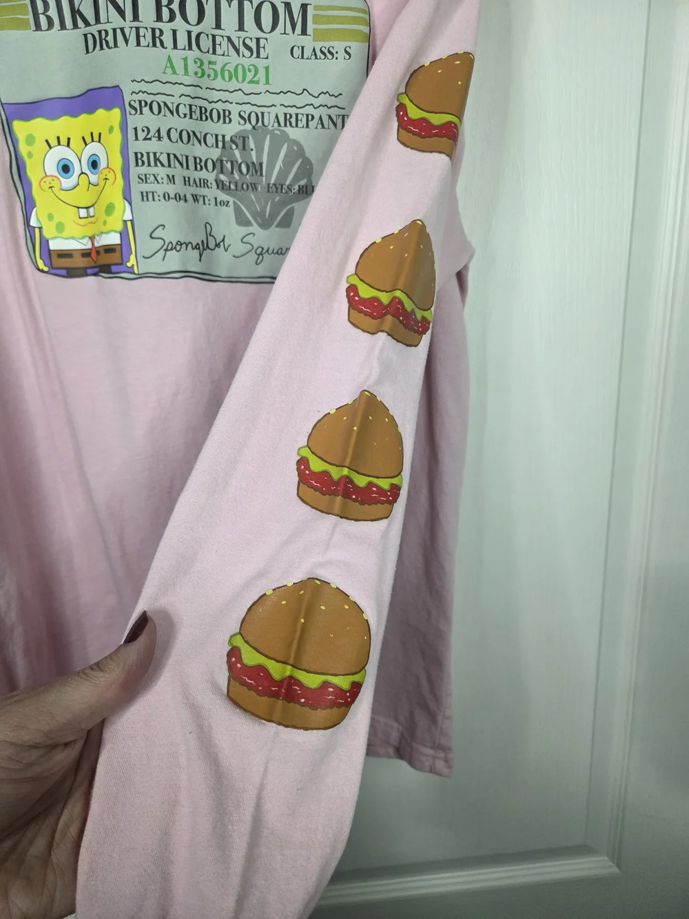 SpongeBob Driver License Graphic Long Sleeve - Pink-Size Large - Picture 4 of 5